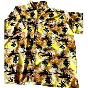 VTG 80s Hawaiian Shirt Mens 2XL Light Boat Tropical Resort Cruise Vacation Fun